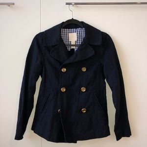 J Crew Navy Blue Peacoat Size 0 Cotton Jacket Formal